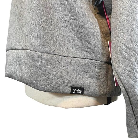 Juicy Couture Jacquard Quilted Crop Pullover Gray Long Sleeve Womens Athleisure - Picture 6 of 14